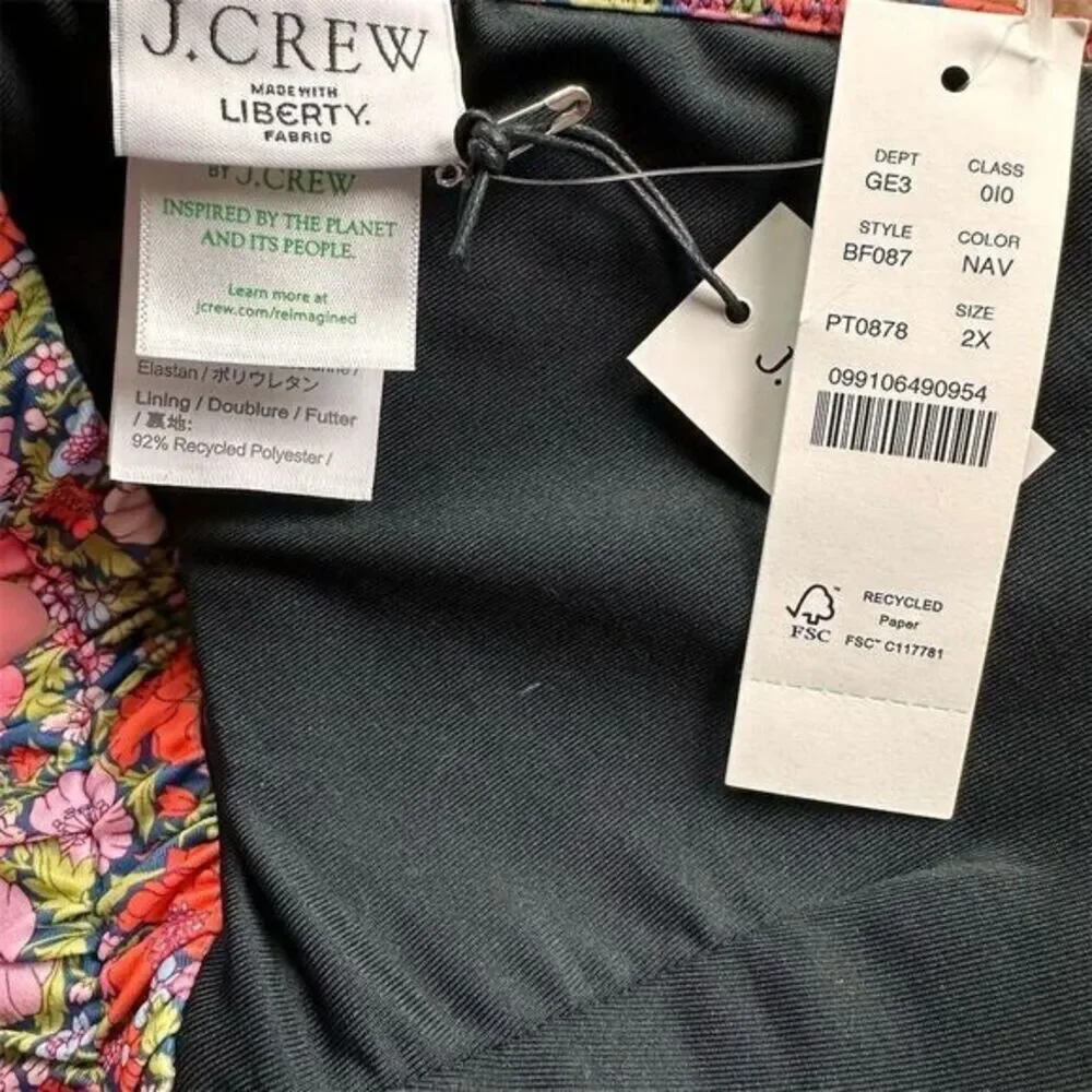 NWT J. Crew Women's 2X‎ Tie-shoulder Ruched Bikini Top Liberty Meadow Song